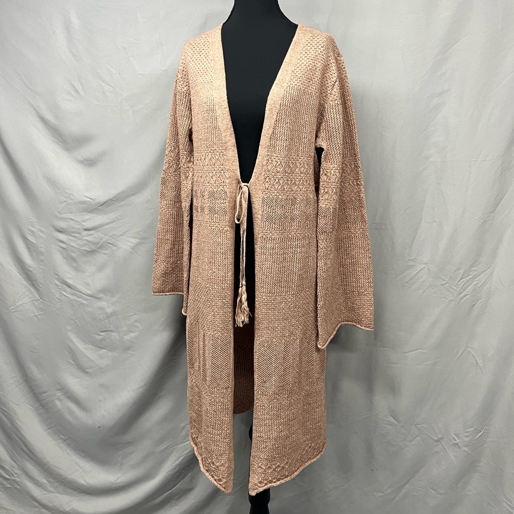 Knox Rose Boho Maxi Knit Sweater Multi-tan Large